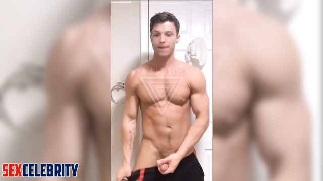 Sexy Tom Holland hot scene jerking off near the mirror