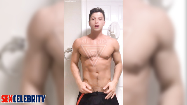 Sexy Tom Holland hot scene jerking off near the mirror