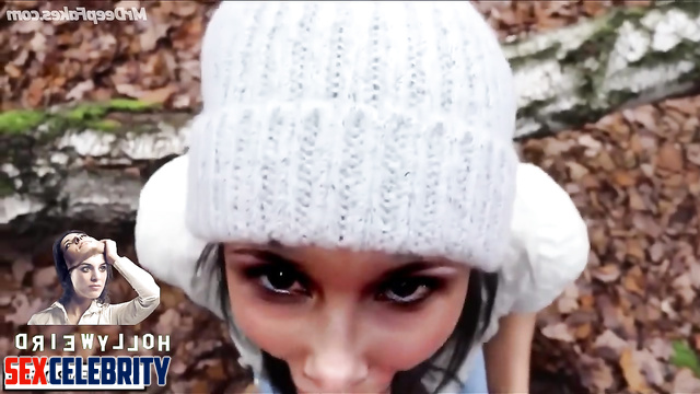 DeepFake Millie Bobby Brown loves to suck cock in the woods