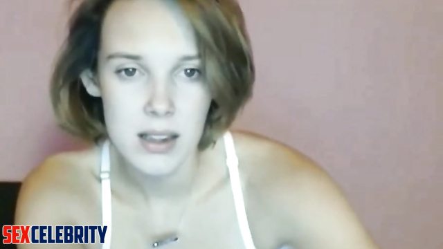 AI Millie Bobby Brown without makeup showed boobs to fans