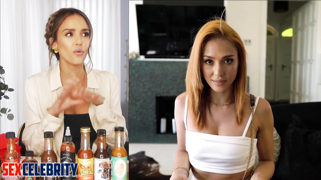 Red hair Jessica Alba made blowjob before wife arriving, fake [PREMIUM]