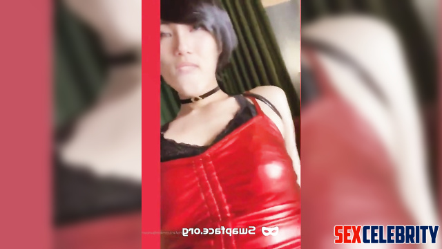 Lily Gao as Ada Wong gets jerked off hard until she cums on her pantyhose