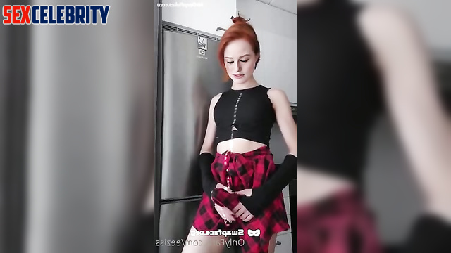 Fake Madelaine Petsch - redhead trans jerking off to himself