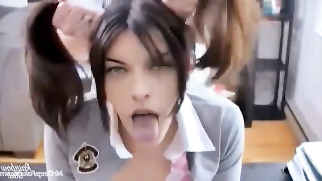 Milla Jovovich - rough doggystyle fuck with cute schoolgirl /fakes