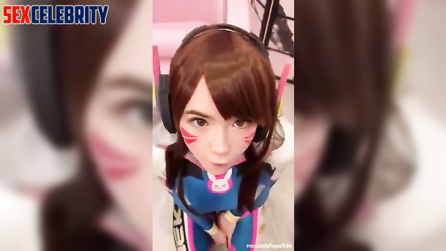 Horny cosplayer Tsuruko wants cum in her mouth - real fakes