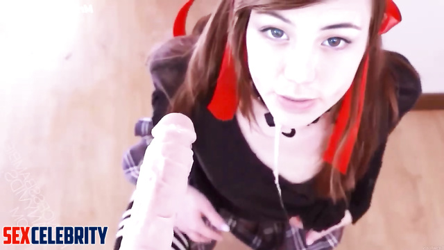 Nice schoolgirl ASMR BlueKatie took an adult sex toy into her mouth