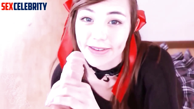 Nice schoolgirl ASMR BlueKatie took an adult sex toy into her mouth