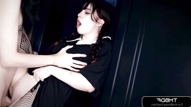 Sneaky fuck with Wednesday Addams - fake Jenna Ortega