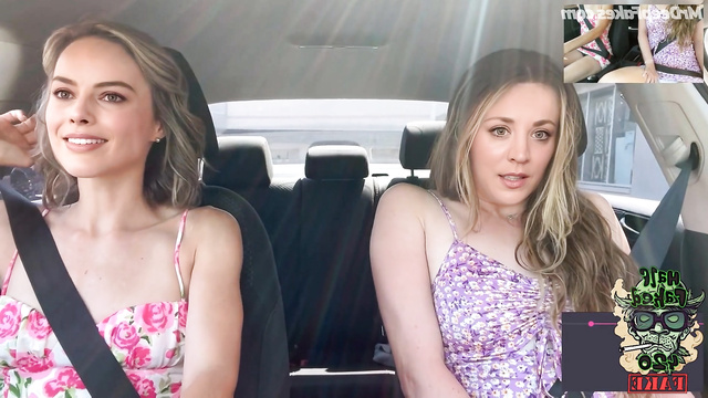 Masturbating in the car - Kaley Cuoco & Margot Robbie (face swap)