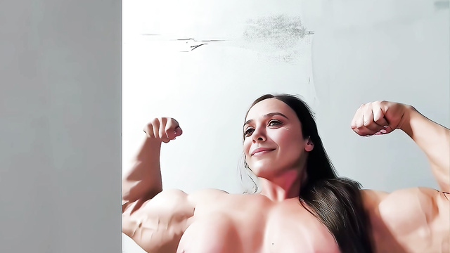 Pumped up bitch Elizabeth Olsen demonstrates naked on camera face swap