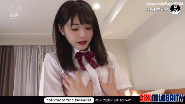 Schoolgirl Miyawaki Sakura (미야와키 사쿠라 가짜 포르노) has sex with classmate, ai