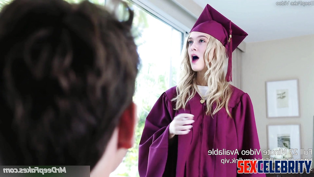 [Deepfake] Elle Fanning received her diploma and fucked her brother