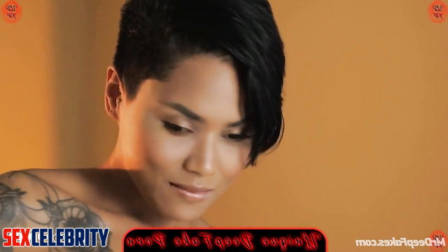 Hot brunette Halle Berry AI fingering pussy closeup