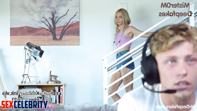 AI Freya Allan asks to stop playing computer games and play with her pussy