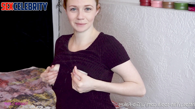 Shy redhead Bonnie Wright trains on dildo before practicing on cock AI