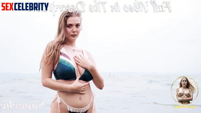 Busty girl wants to quickly take off her swimsuit (Elizabeth Olsen AI)