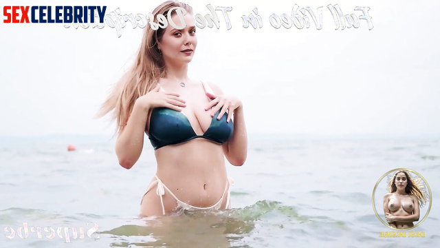 Busty girl wants to quickly take off her swimsuit (Elizabeth Olsen AI)