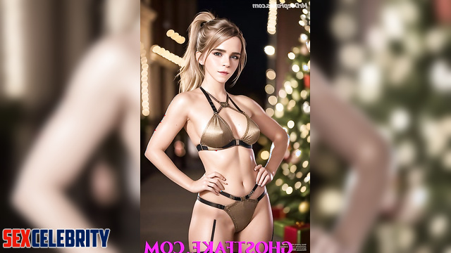 Babe undressed for all the guys for the New Year, fake Emma Watson