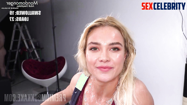 Florence Pugh gets her face covered in cum [deepfake bukkake]