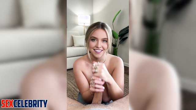 Sydney Sweeney deepfake erotic gives titfuck with her huge breasts and rides your cock POV