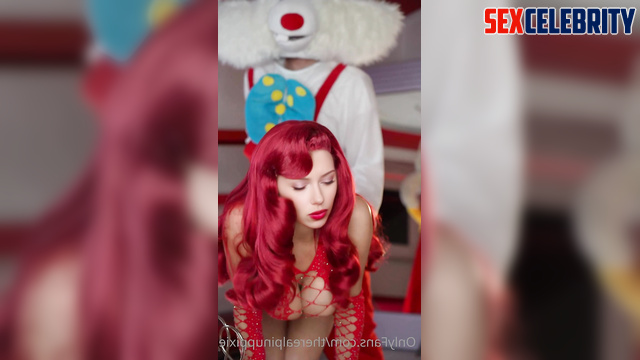 Busty Scarlett Johansson having sex with ife-size doll / real fake