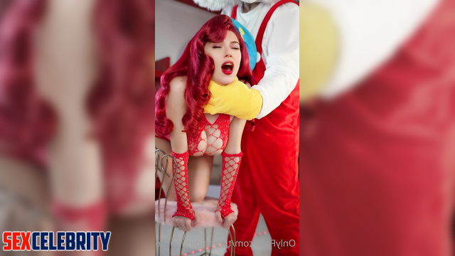 Busty Scarlett Johansson having sex with ife-size doll / real fake
