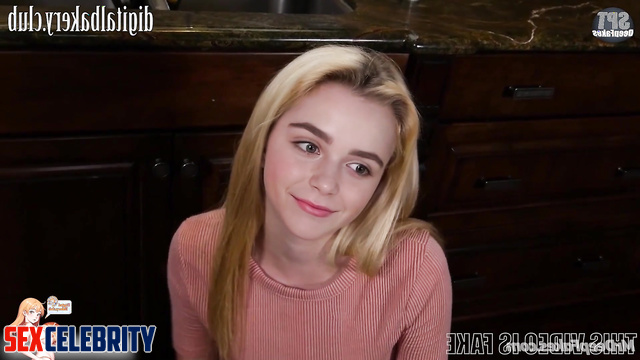 Dirty girl having nice time with a dick in her mouth, fake Kiernan Shipka