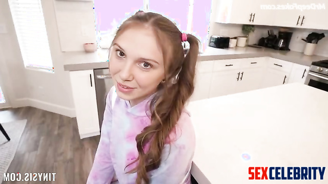 Horny teen Millie Bobby Brown fucking her teddy bear - hot ai scenes
