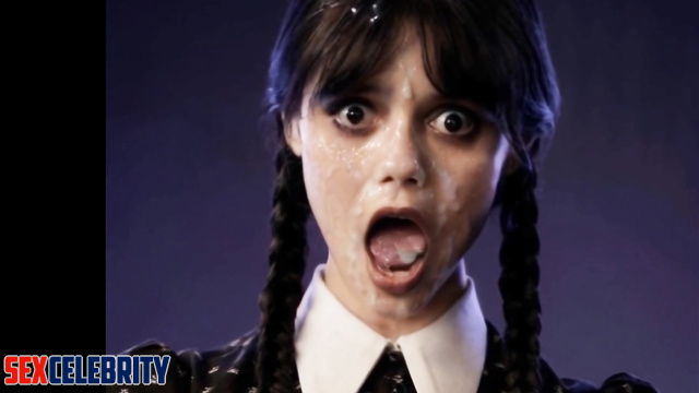 Her moaning face was cumed to the fullest - Jenna Ortega real fake