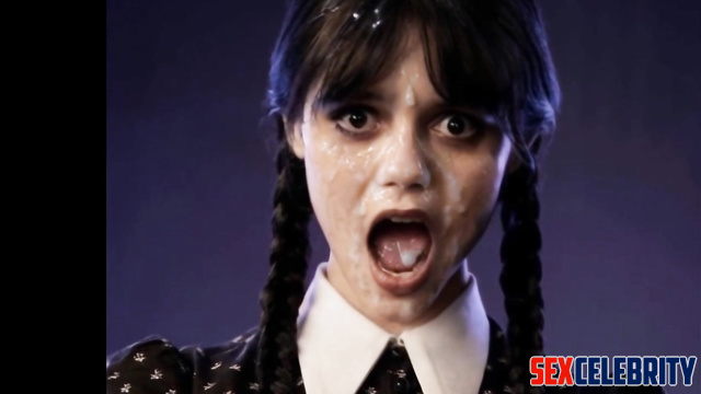 Her moaning face was cumed to the fullest - Jenna Ortega real fake