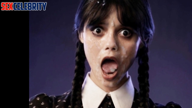 Her moaning face was cumed to the fullest - Jenna Ortega real fake