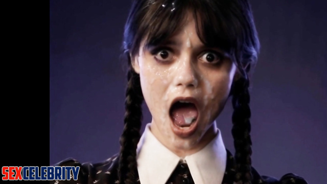 Her moaning face was cumed to the fullest - Jenna Ortega real fake