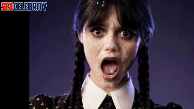Her moaning face was cumed to the fullest - Jenna Ortega real fake