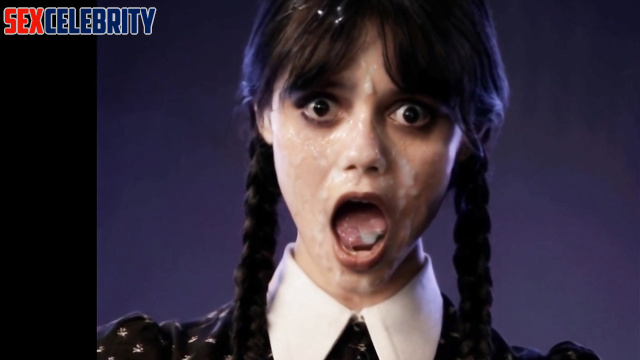 Her moaning face was cumed to the fullest - Jenna Ortega real fake
