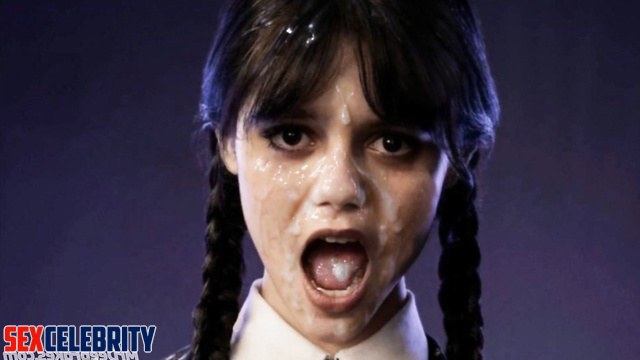 Her moaning face was cumed to the fullest - Jenna Ortega real fake