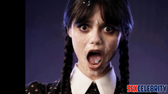 Her moaning face was cumed to the fullest - Jenna Ortega real fake