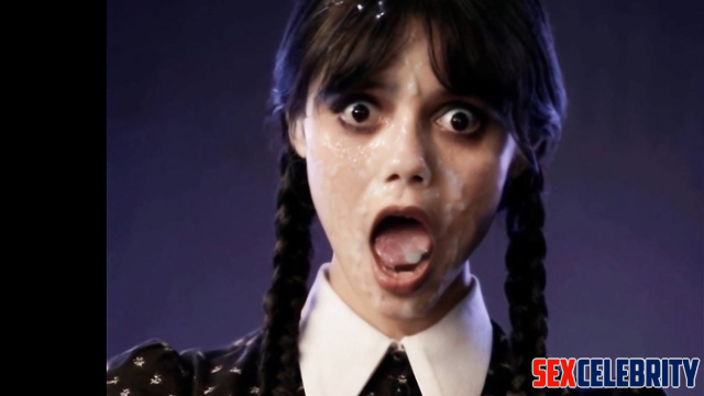 Her moaning face was cumed to the fullest - Jenna Ortega real fake