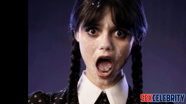 Her moaning face was cumed to the fullest - Jenna Ortega real fake