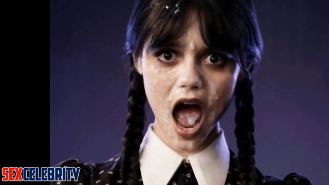 Her moaning face was cumed to the fullest - Jenna Ortega real fake