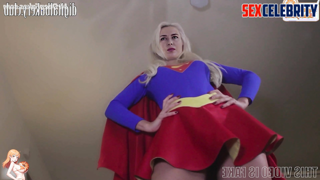 Blonde chilling with a cock in superwoman suit - fake Maria Sharapova