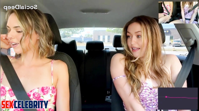 Using remote vibrator while driving - fake Kendall Jenner & Gigi Hadid