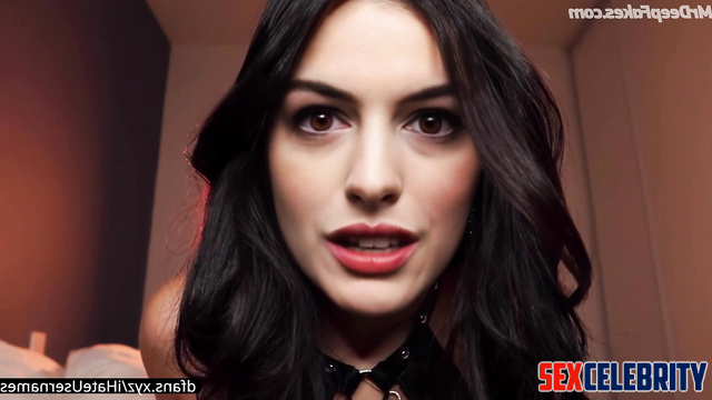 Brunette touching and sucking a rubber cock - Anne Hathaway solo fakeapp