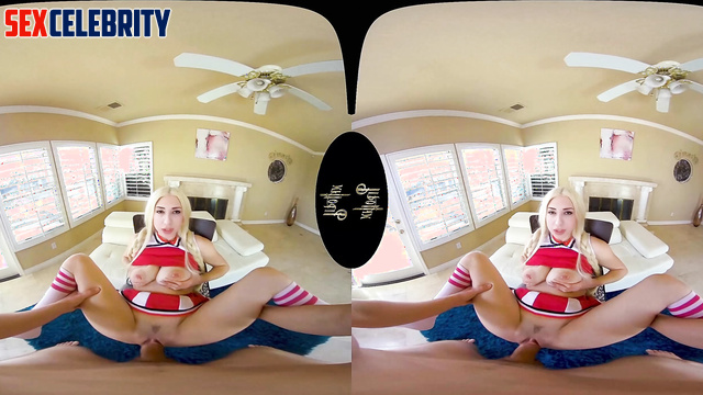 Busty cheerleader sucking a cock after baseball game, fake Alanah Pearce