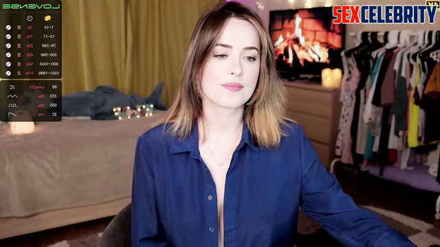 Her first shift on webcam, she is a little shy (Dakota Johnson A.I.)