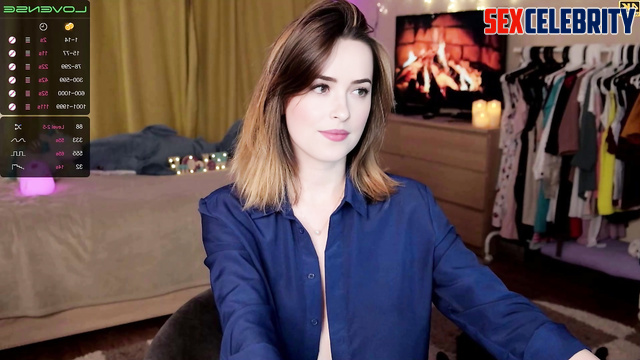 Her first shift on webcam, she is a little shy (Dakota Johnson A.I.)