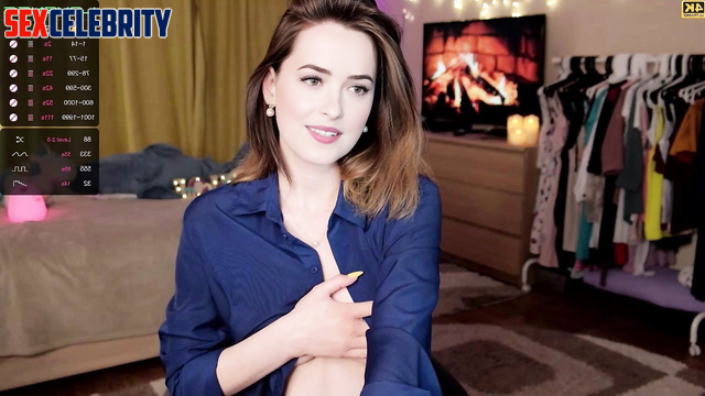 Her first shift on webcam, she is a little shy (Dakota Johnson A.I.)