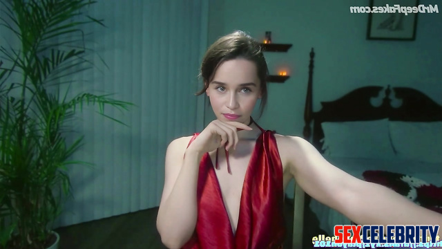 Emilia Clarke face swap stream slowly and sensually undresses, exposing her body