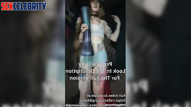 Anya Taylor-Joy fake rides a really huge monster dildo all the way