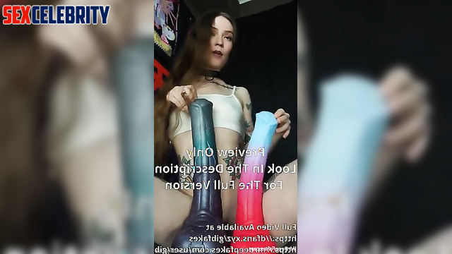 Anya Taylor-Joy fake rides a really huge monster dildo all the way