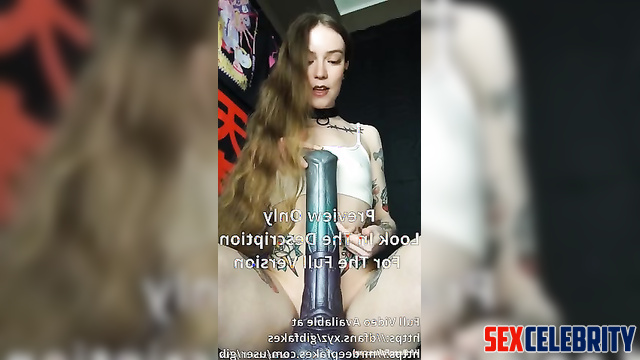 Anya Taylor-Joy fake rides a really huge monster dildo all the way